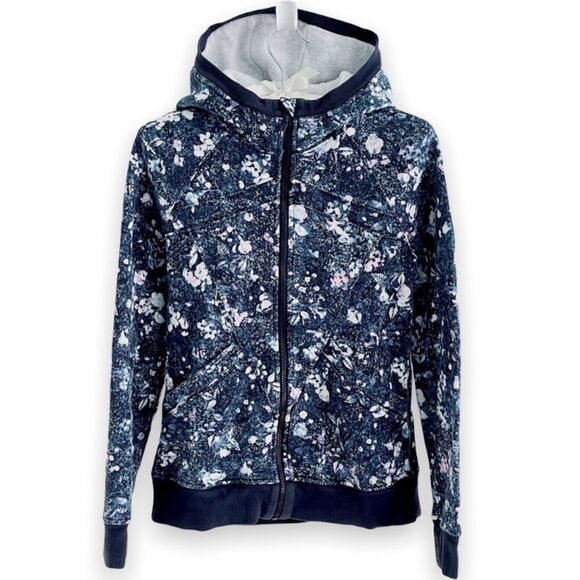 Ivivva Full Zip The Hoodie Sweatshirt Jacket In Aurora Flower White Aqua Glow 12 - Picture 3 of 12